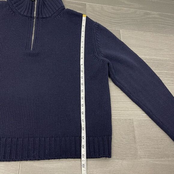 BRUNO MANETTI Merino Wool Boxy Quarter Zip Sweater Made In Italy Navy Blue M - Picture 15 of 16